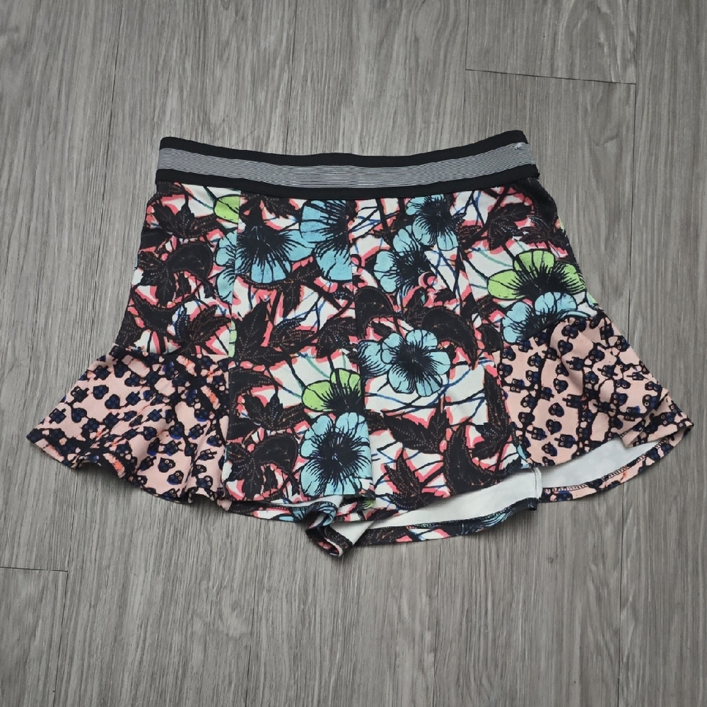 Zara Size M Skort Shorts Floral Pink Blue
